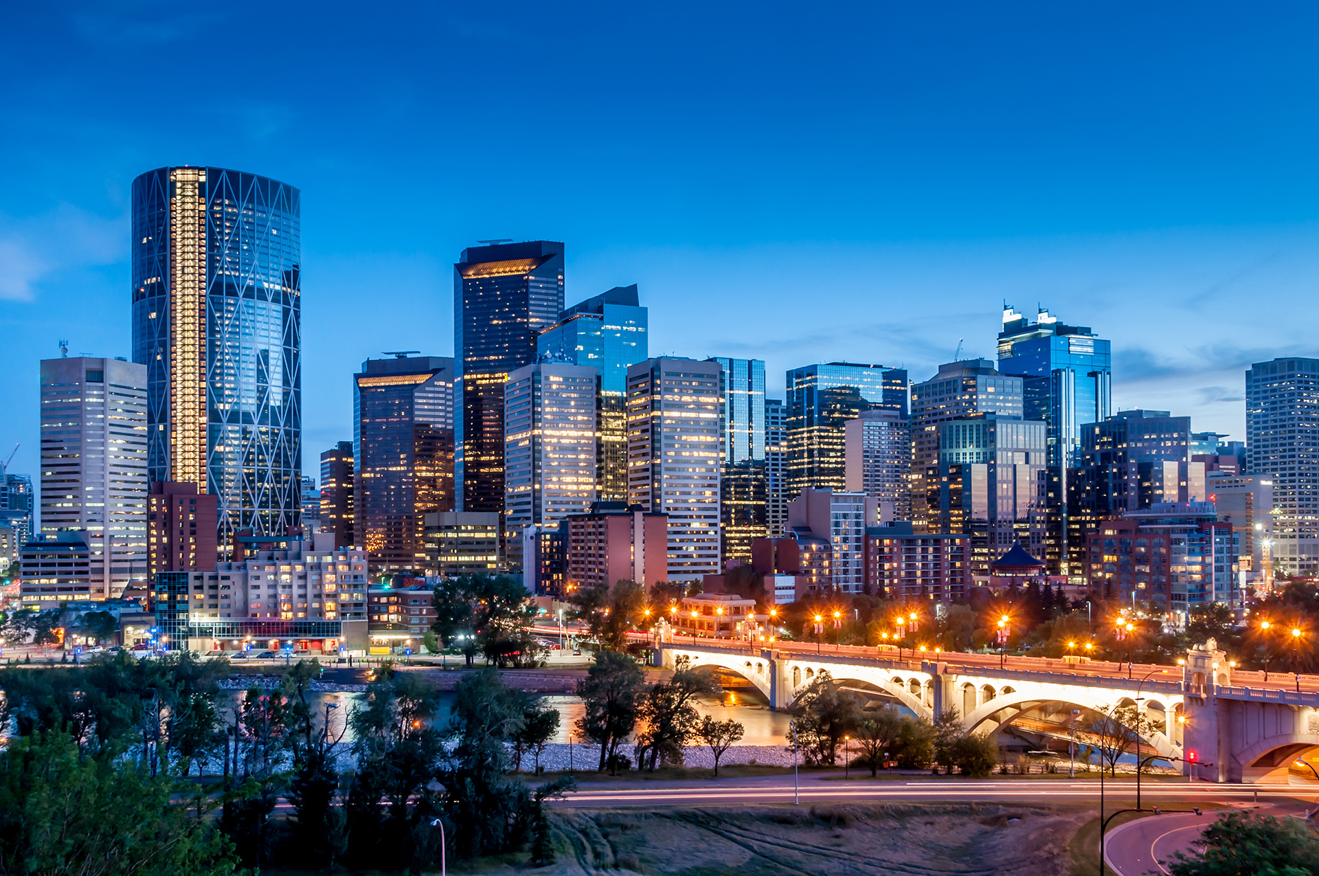 Calgary skyline at night